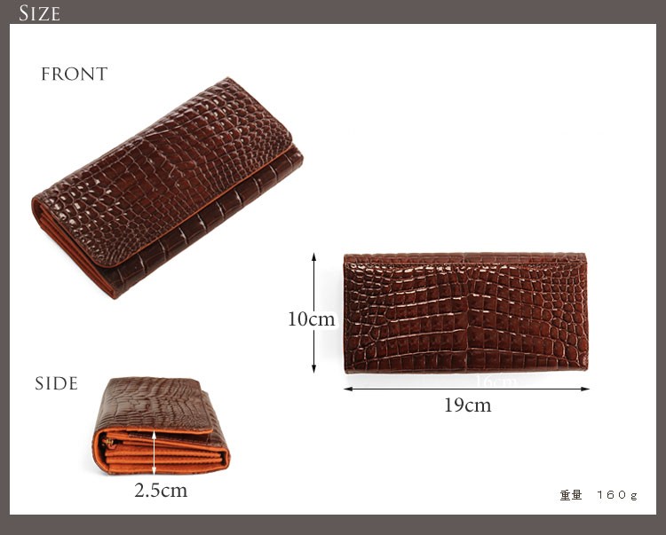 クロコダイル長財布 シャイニング加工 センター取り 紳士財布 バイ