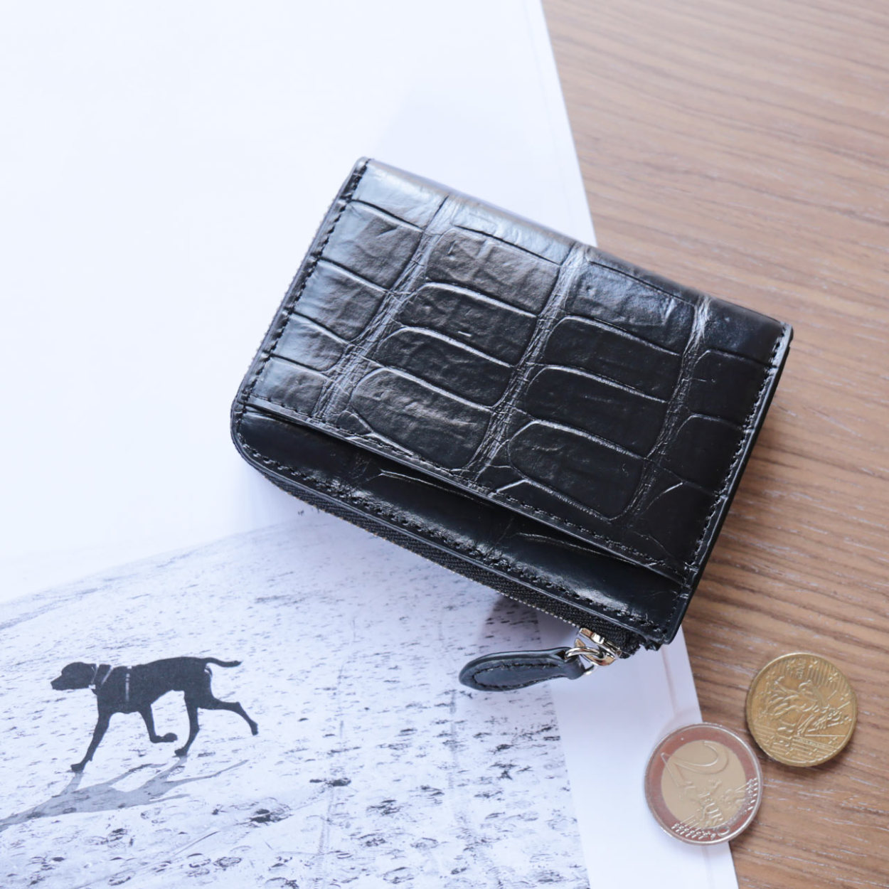クロコダイル ミニ財布 メンズ 本革 L字ファスナー コインケース 本皮