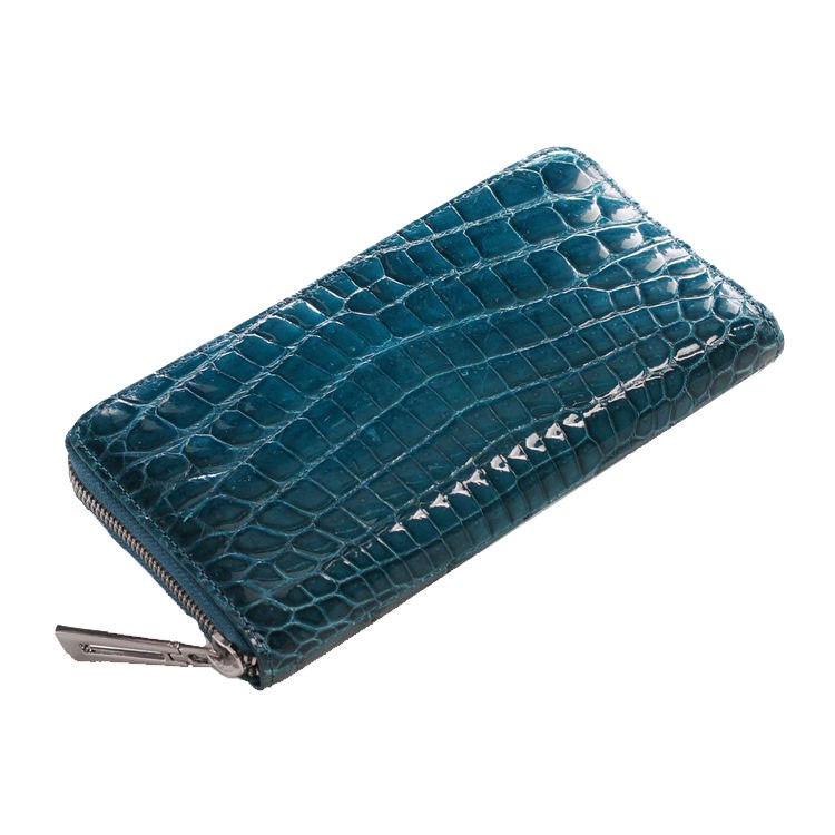 クロコダイル 長財布 メンズ 本革 シャイニング加工 ラウンド
