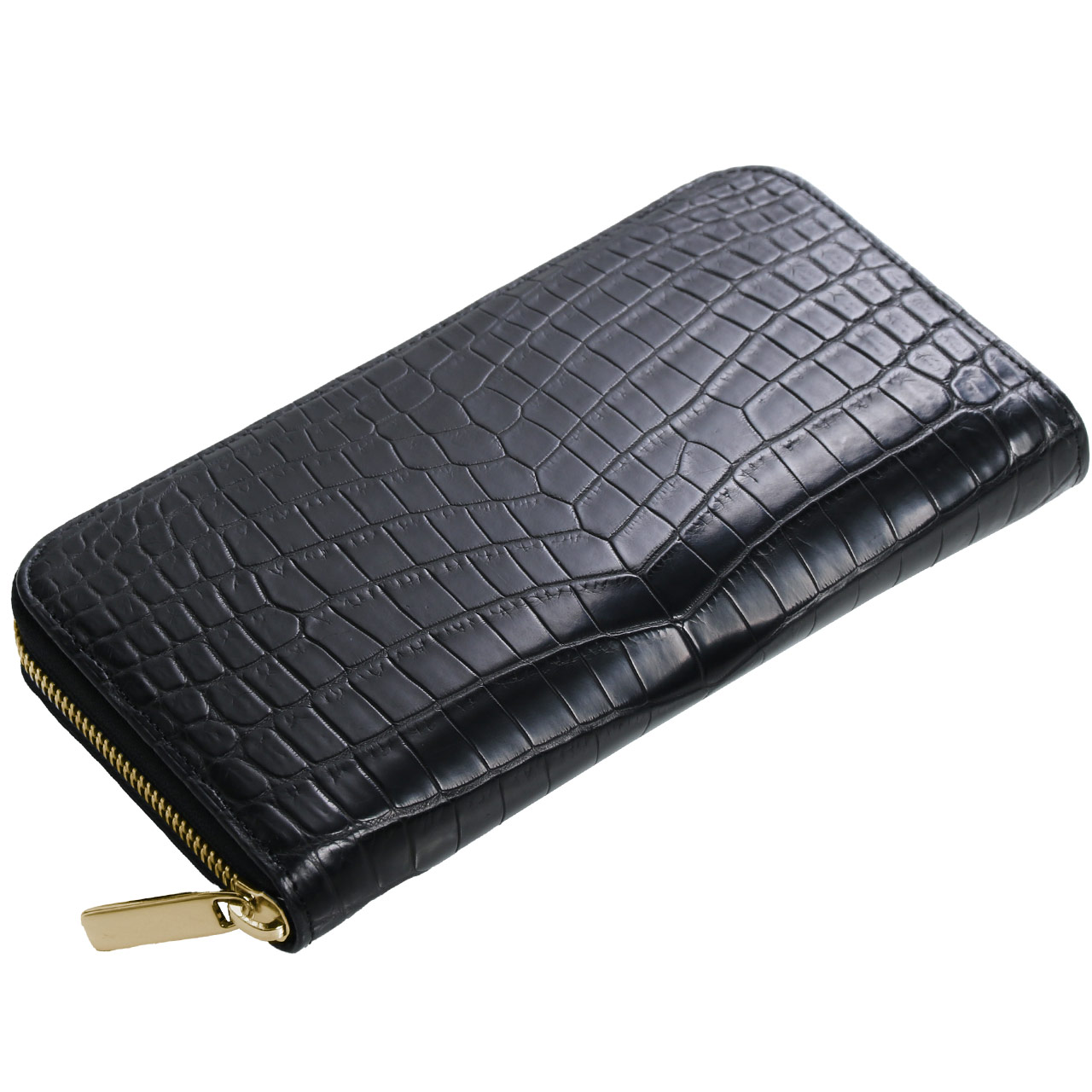 HALEINE クロコダイル 長財布 メンズ シャイニング 加工 一枚革