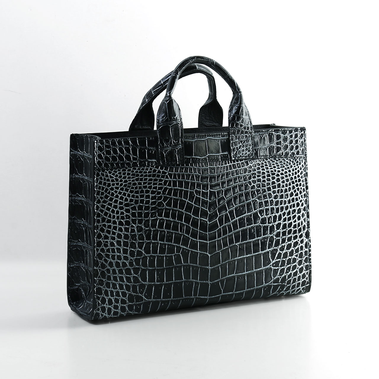 クロコダイル　黒　カバン　着物　ブラック　トート　がま口 爆買 クロコダイルバッグ crocodile クロコダイル トートバッグ