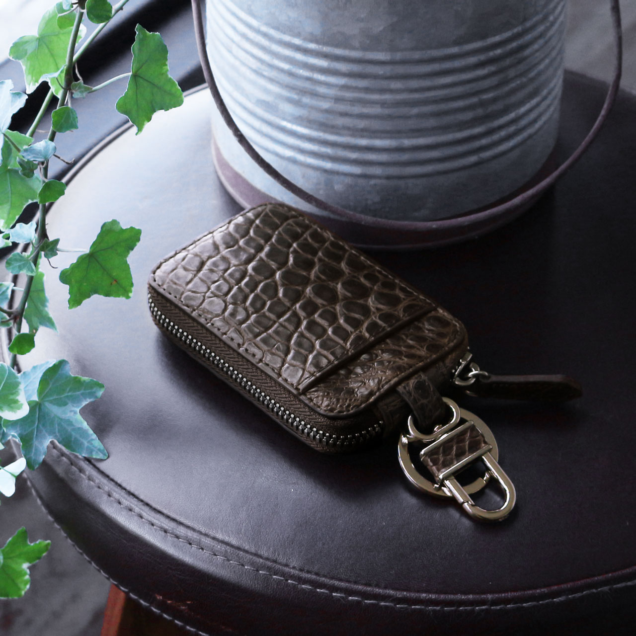 クロコダイル スマートキー ケース メンズ アウトポケット付き キー