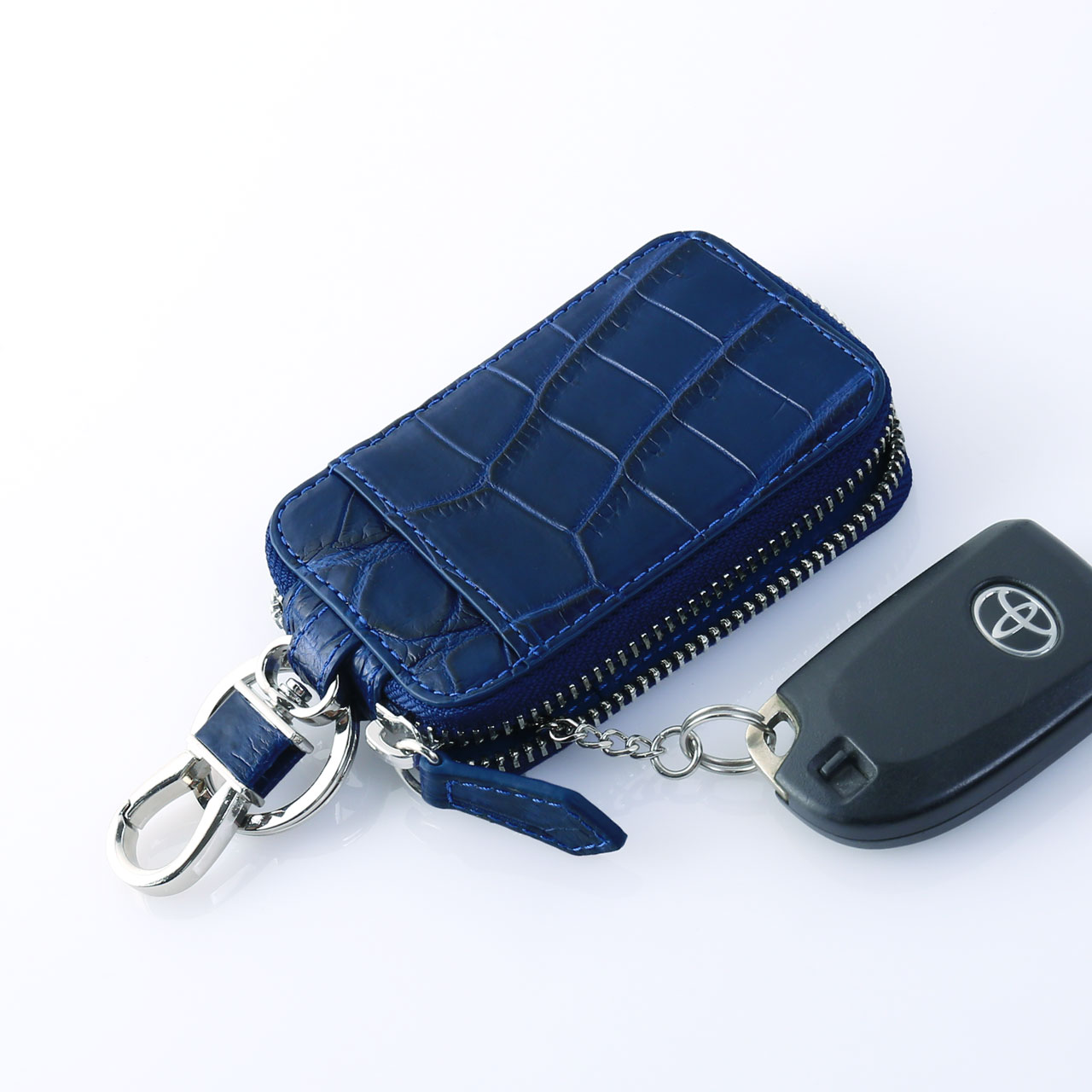 クロコダイル スマートキー ケース メンズ アウトポケット付き キー