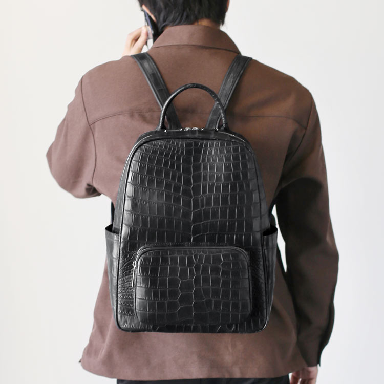 クロコダイル バッグ リュック メンズ ワニ革 本革 マット加工