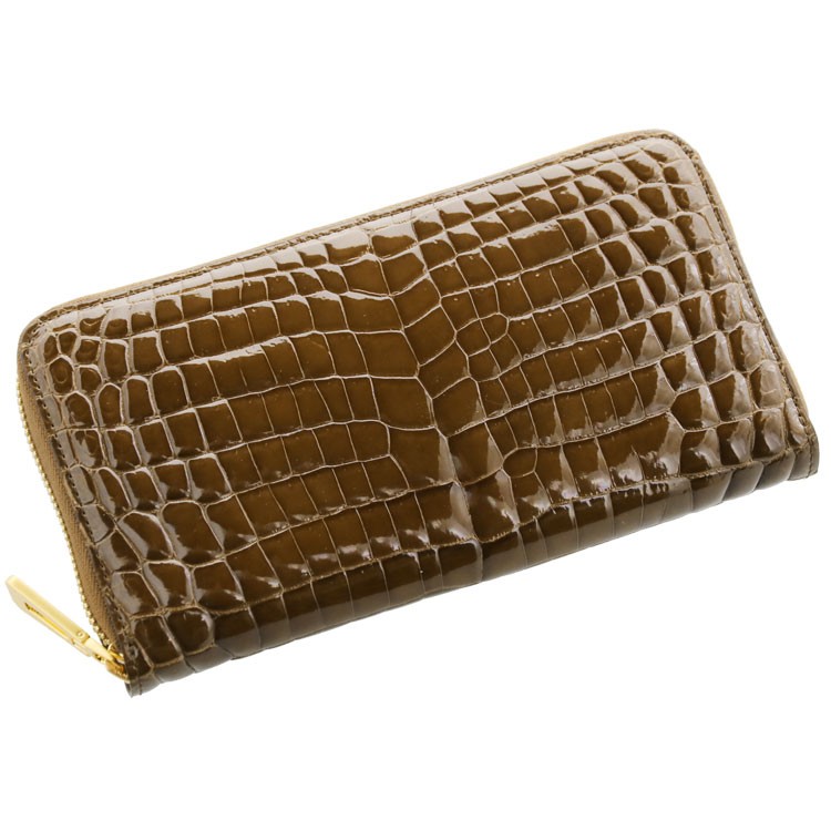 クロコダイル 長財布 シャイニング 加工 一枚革 センター取り メンズ