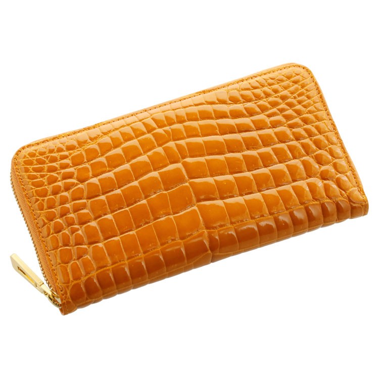 クロコダイル 長財布 シャイニング 加工 一枚革 センター取り メンズ