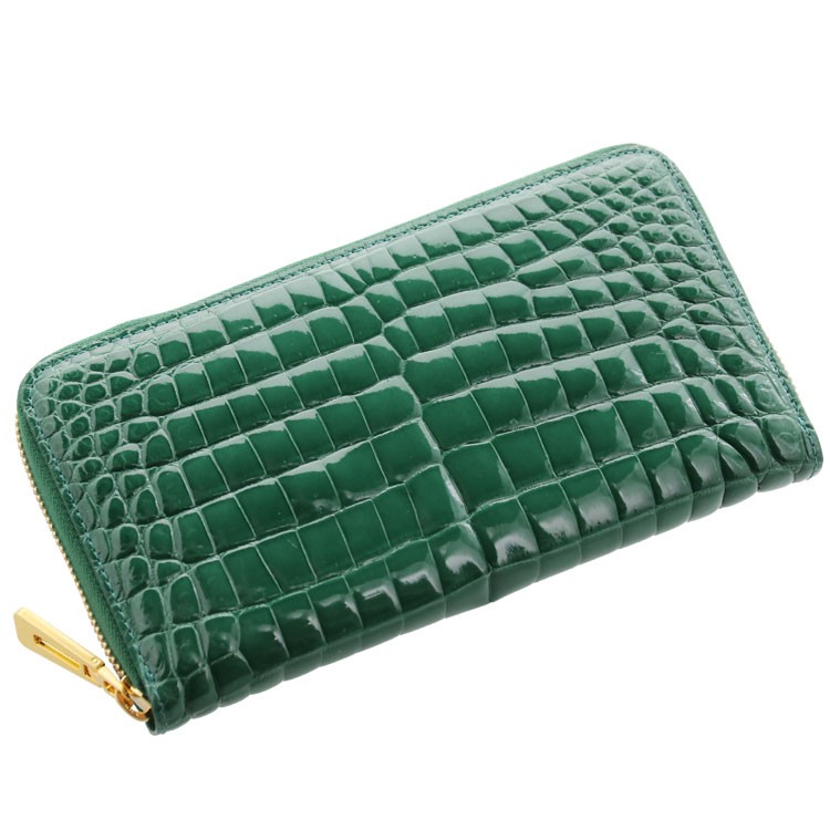 クロコダイル 長財布 シャイニング 加工 一枚革 センター取り メンズ