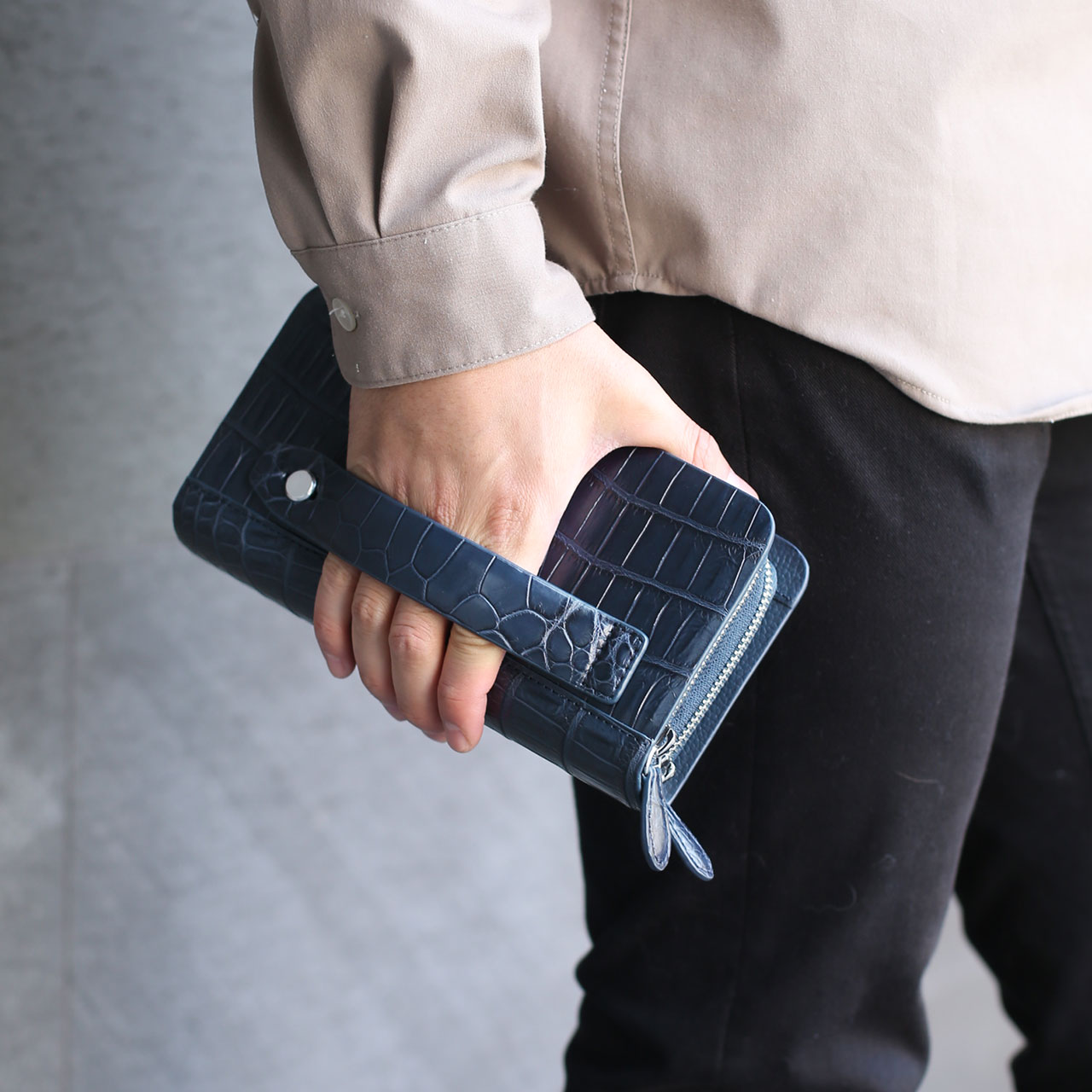 クロコダイル トラベル オーガナイザー 多機能 メンズ 長財布 ダブル