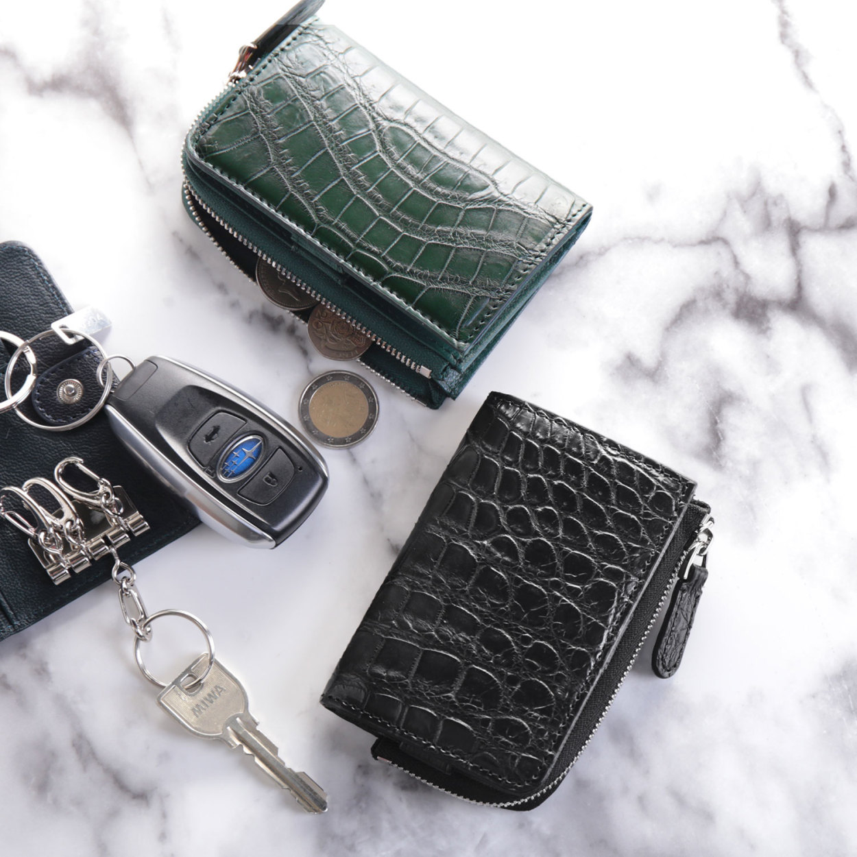 クロコダイル キーケース メンズ ケース カード入れ 付き マット 加工 スマートキー ホルダー  全6色(06001244-mens-1) クロコダイル キーケース メンズ コインケース カード入れ 付き マット