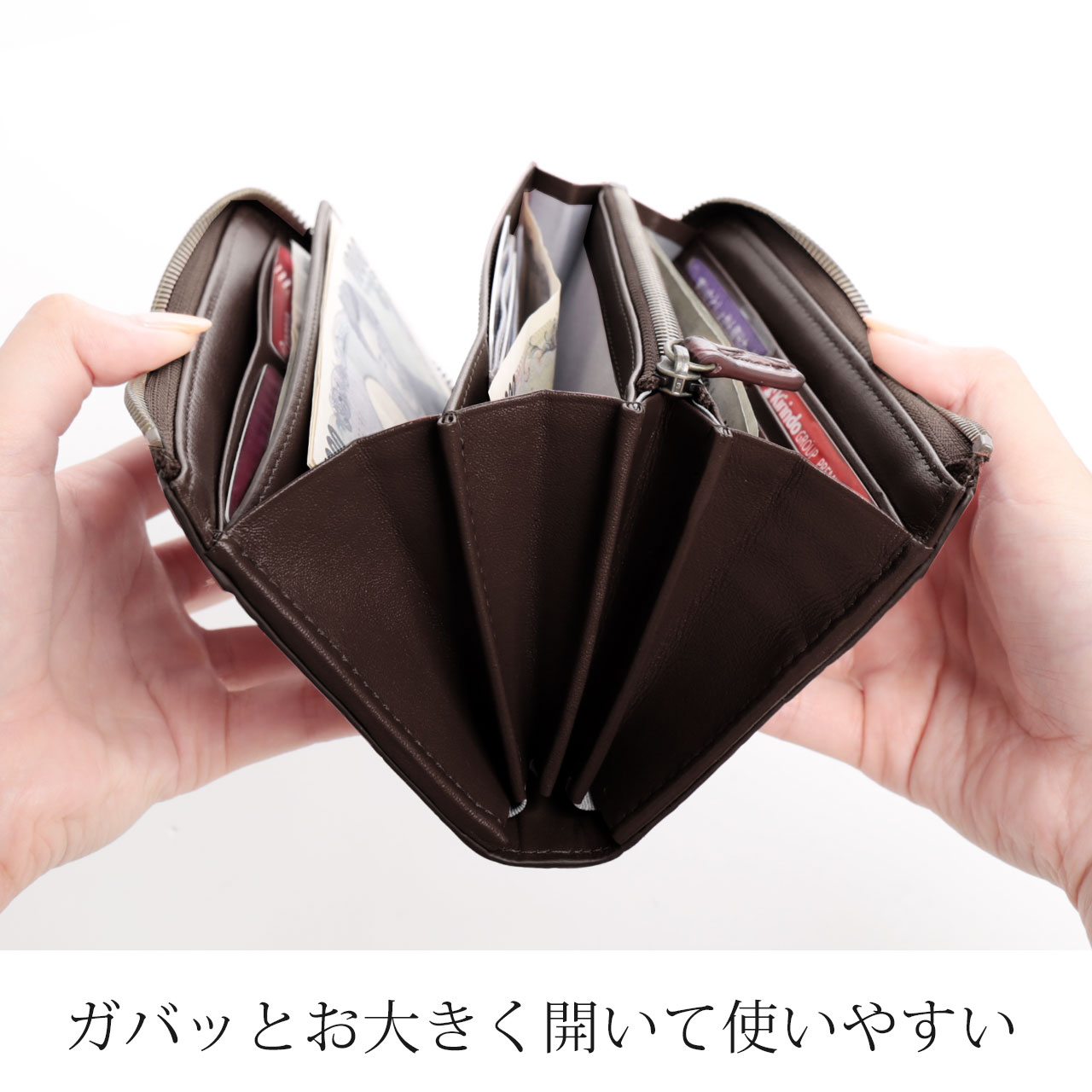 クロコダイル 長財布 L字ファスナー メンズ 札仕切り付き