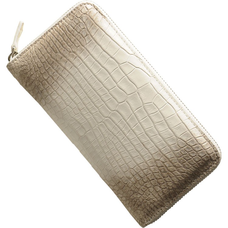 ヒマラヤ クロコダイル ラウンドファスナー 長財布 メンズ 背面