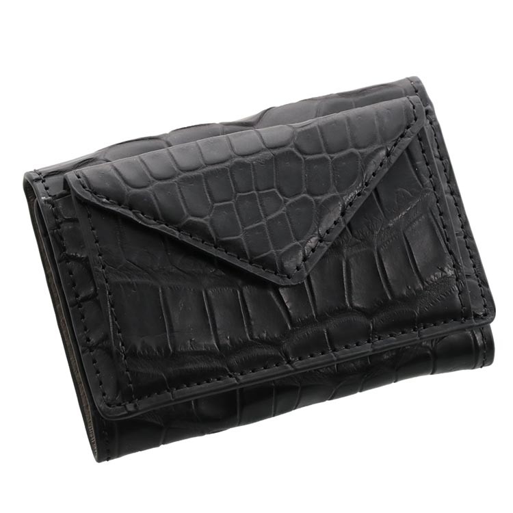 ミニ財布 メンズ 本革 クロコダイル マット加工 三つ折り バイカラー