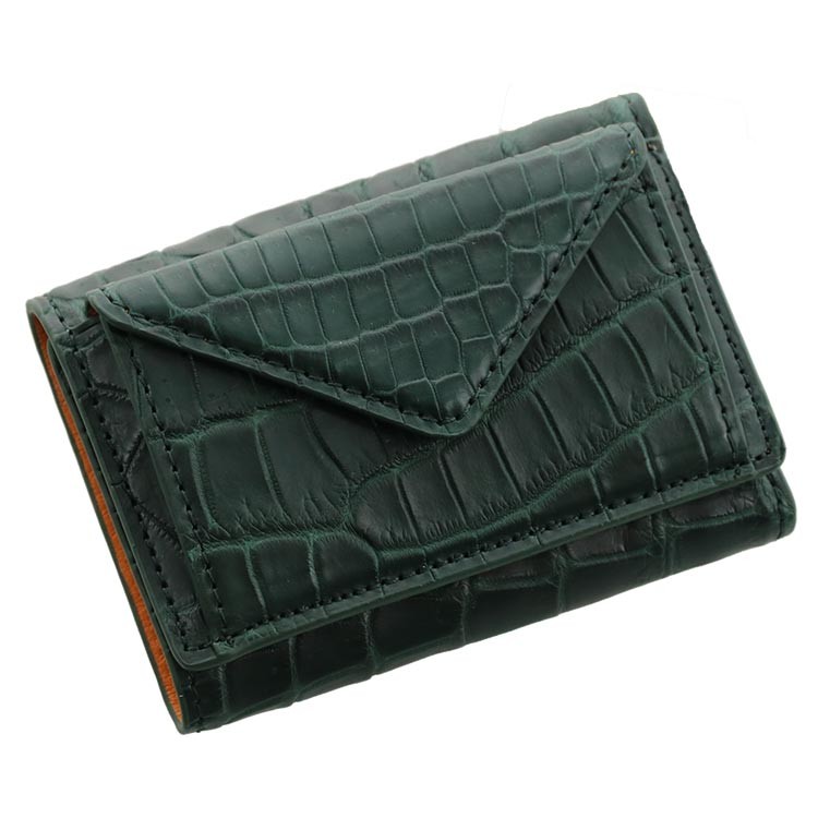 ミニ財布 メンズ 本革 クロコダイル マット加工 三つ折り バイカラー
