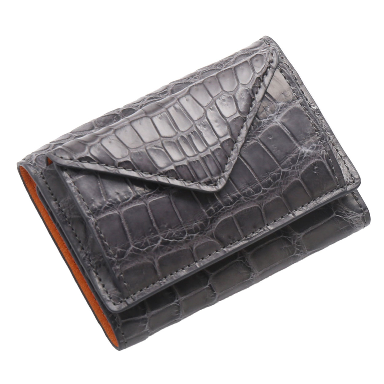 ミニ財布 メンズ 本革 クロコダイル マット加工 三つ折り バイカラー