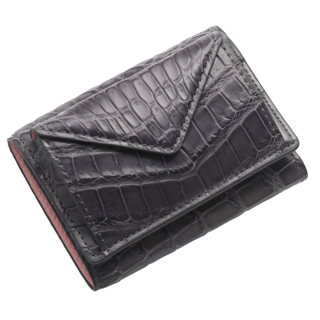 ミニ財布 メンズ 本革 クロコダイル マット加工 三つ折り バイカラー