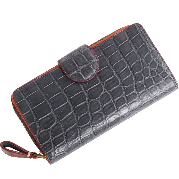 クロコダイル ラウンドファスナー 長財布 バイカラー マット加工 メンズ(No.06001440-mens-1) クロコダイル ラウンドファスナー 長財布 バイカラー マット加工