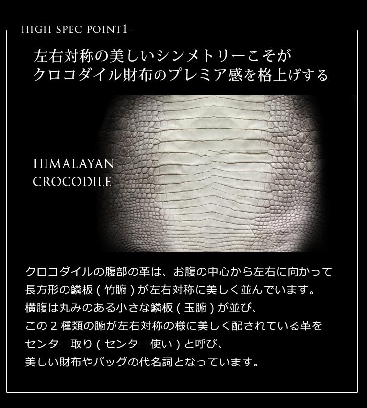 ナイルクロコダイルの腹部の革を使用したセンター取り