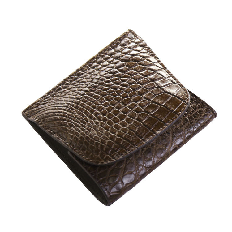 クロコダイル メンズ 薄型 財布 ボックス型 小銭入れ 付き ミニ財布
