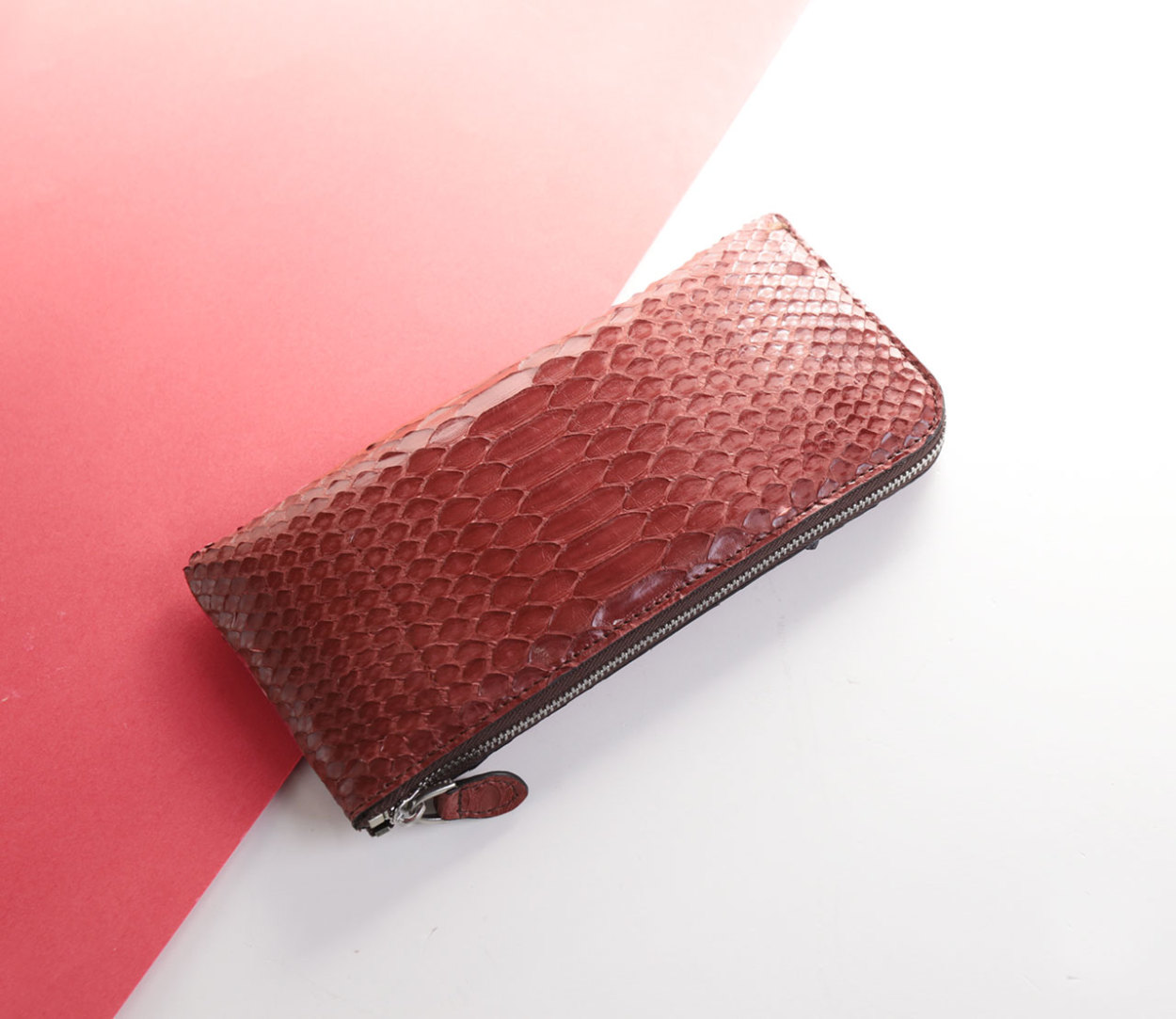 ダイヤモンドパイソン メンズ 長財布 L字ファスナー 本革 ［訳あり