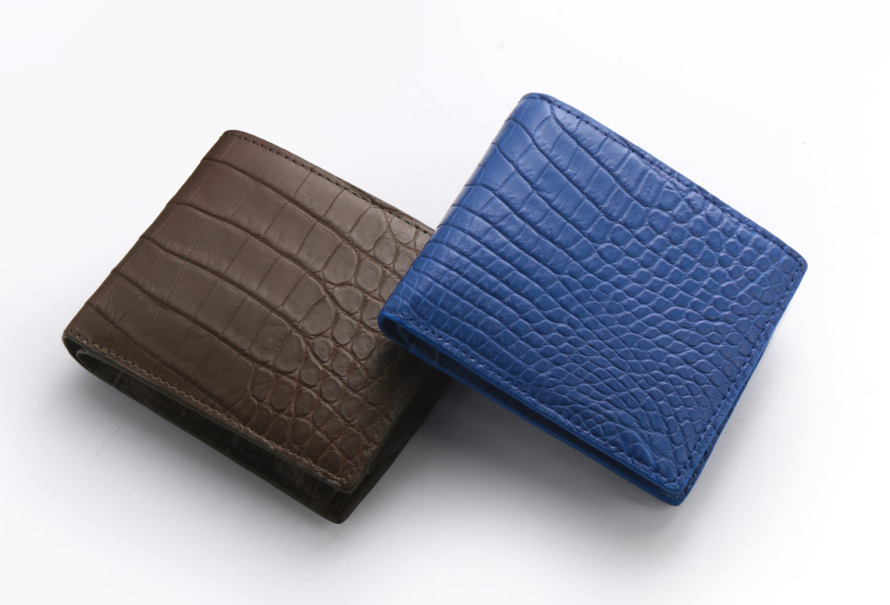クロコダイル 二つ折り 財布 メンズ 小銭入れ付き 本革 無双 マット