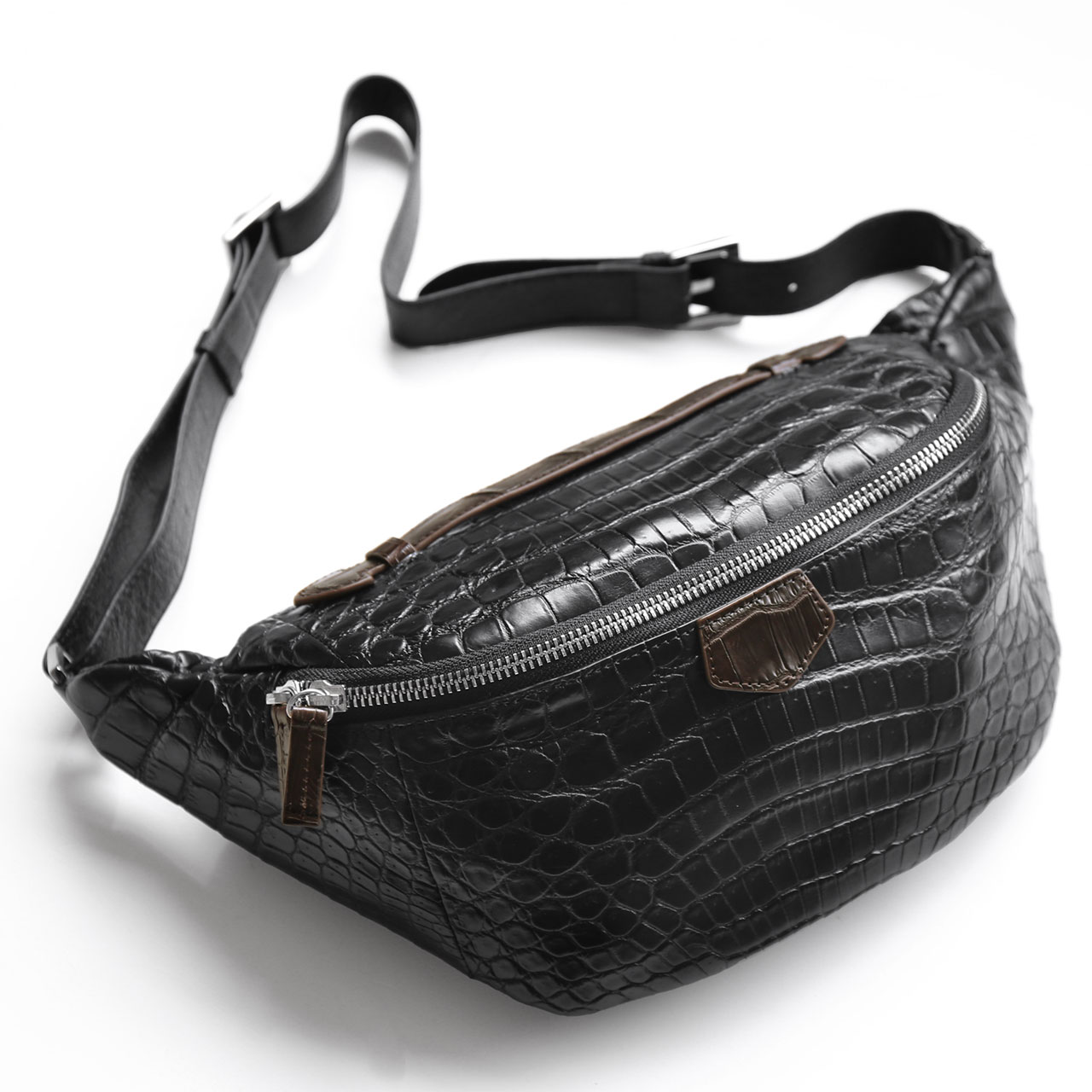 クロコダイル ウエストバッグ マット 加工 ボディバッグ保証書付き 4FA