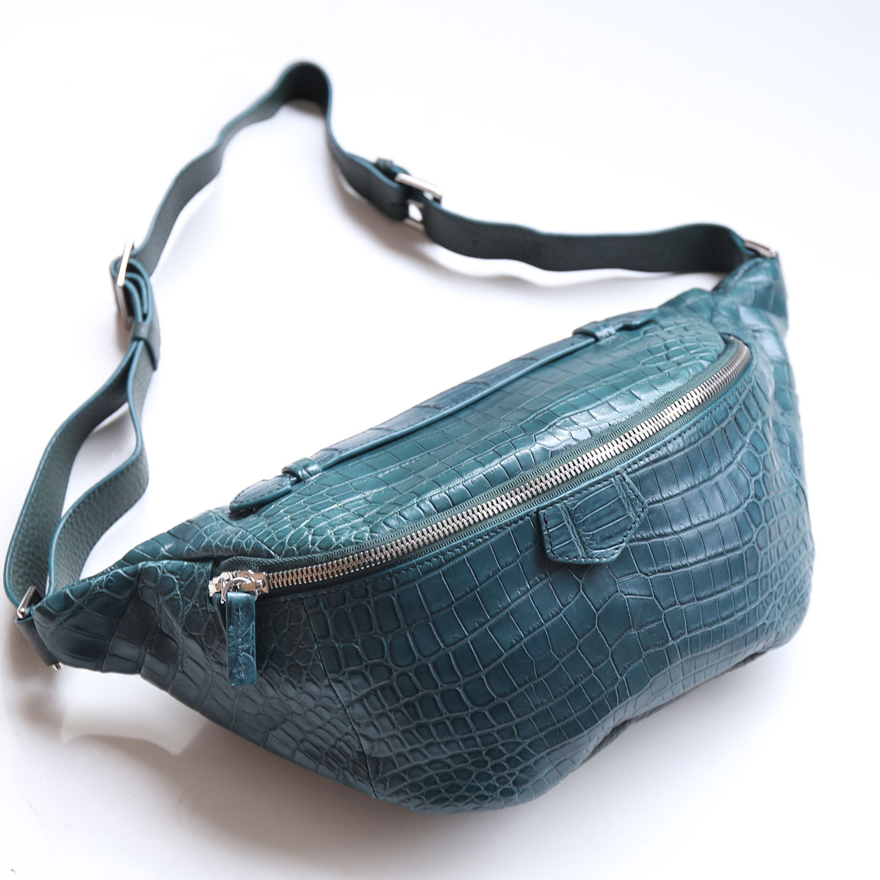 クロコダイル ウエストバッグ マット 加工 ボディバッグ保証書付き 4FA