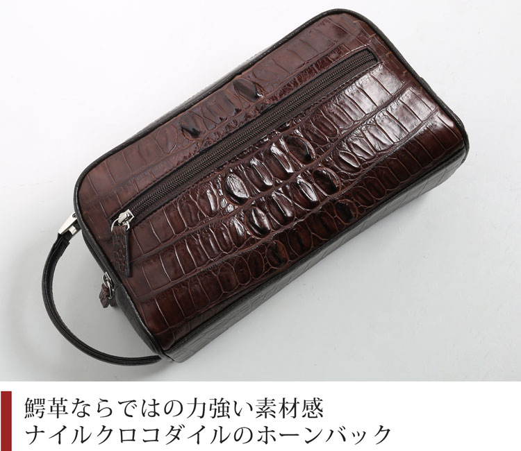 ナイル クロコダイル ホーンバック 牛革 2way バッグ ショルダーバッグ クラッチバッグ レディース