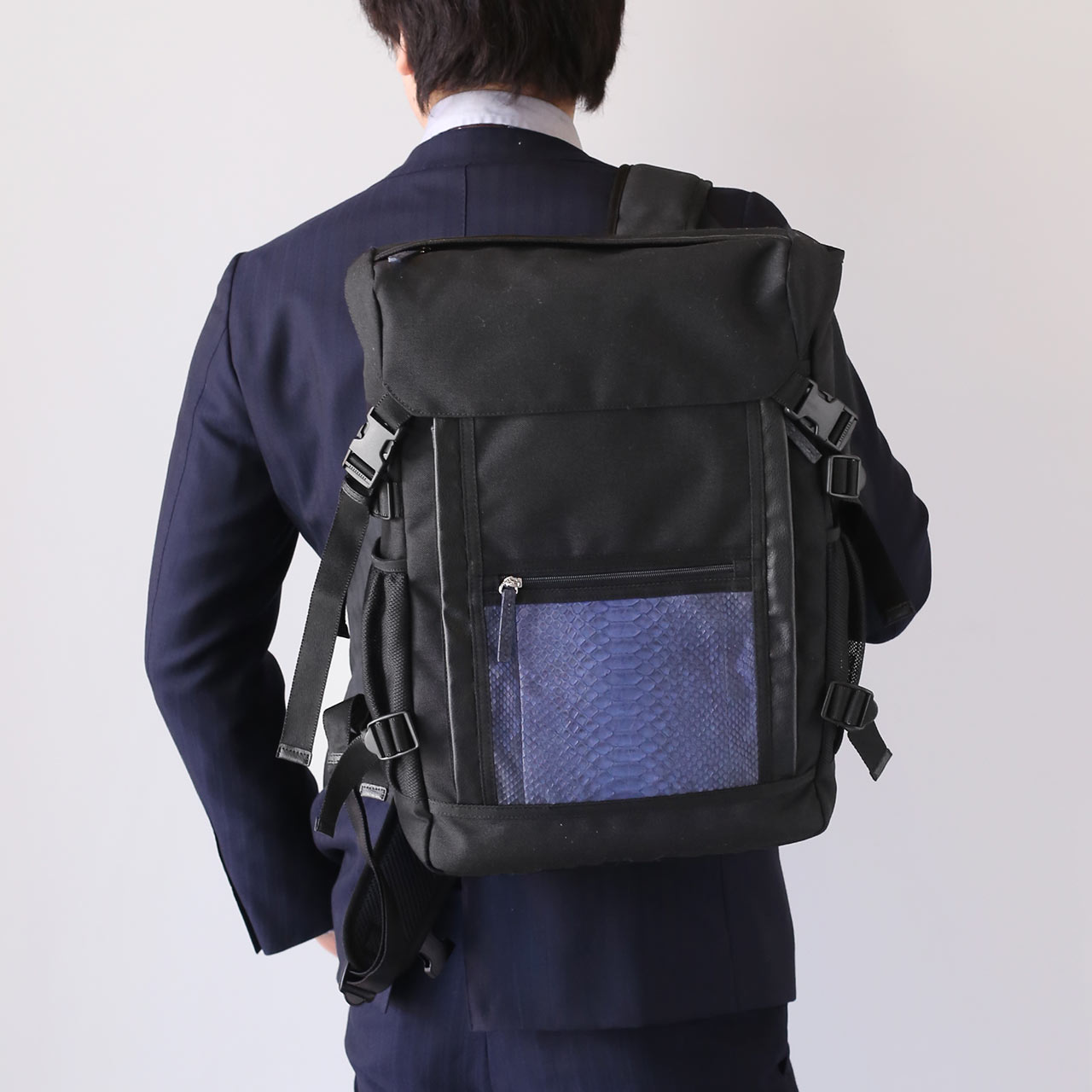 リュック メンズ パイソン ＆ ナイロン ビジネスリュック サック 軽量