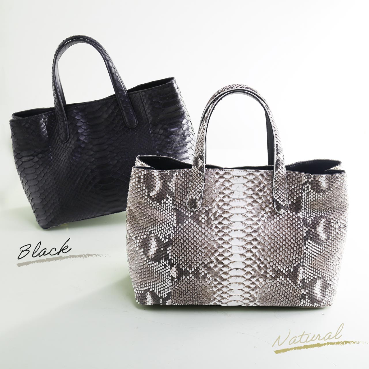 パイソン トートバッグ メンズ 軽量 軽い かばん レザー ヘビ革 本革