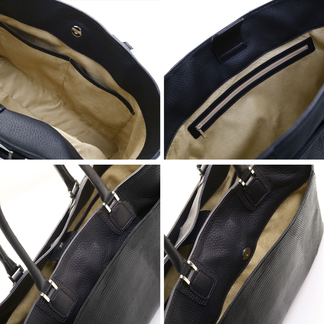 メンズ トートバッグ 本革 リザード アウトポケット付き 日本製 大きめ