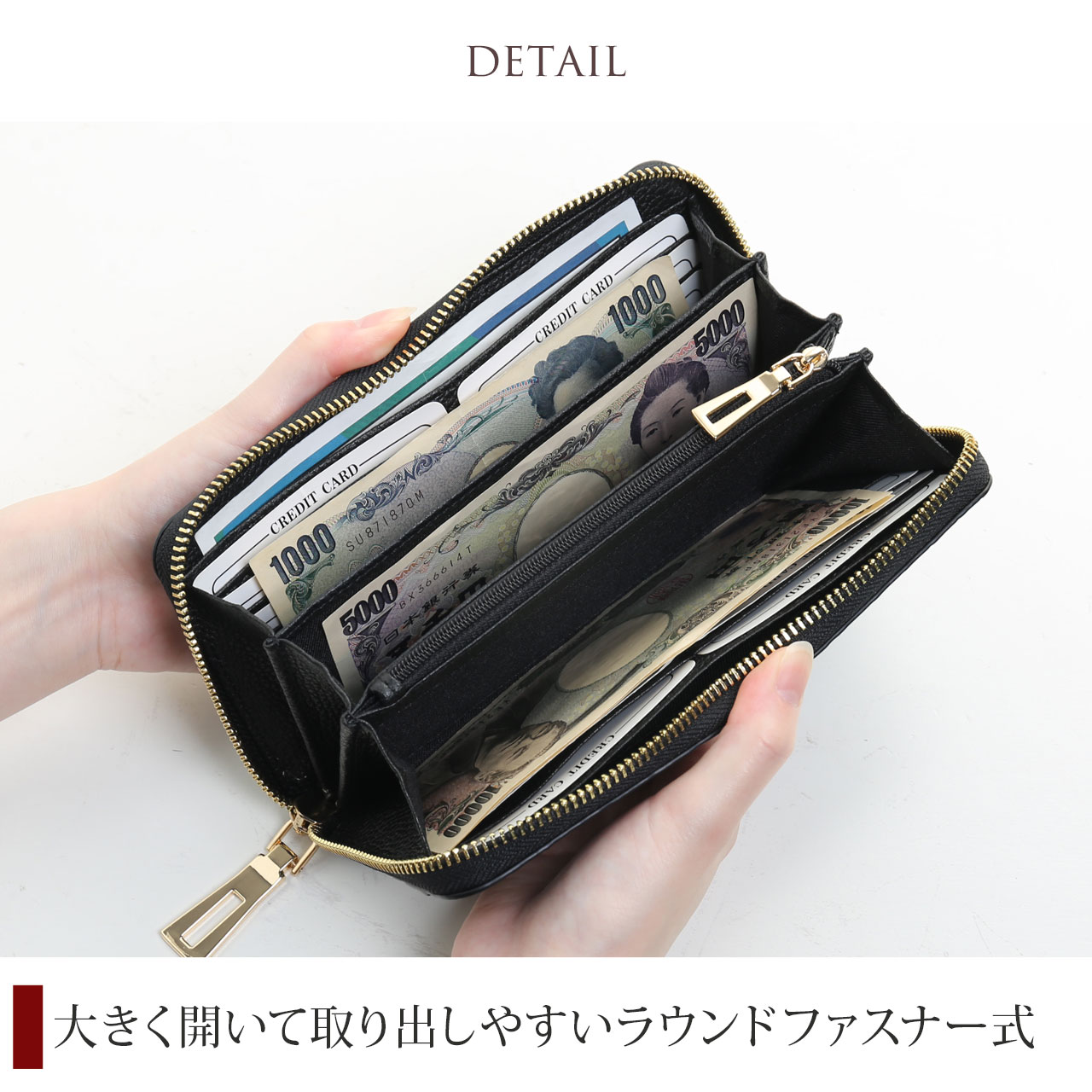クロコダイル 長財布 メンズ マット加工 ラウンドファスナー 財布