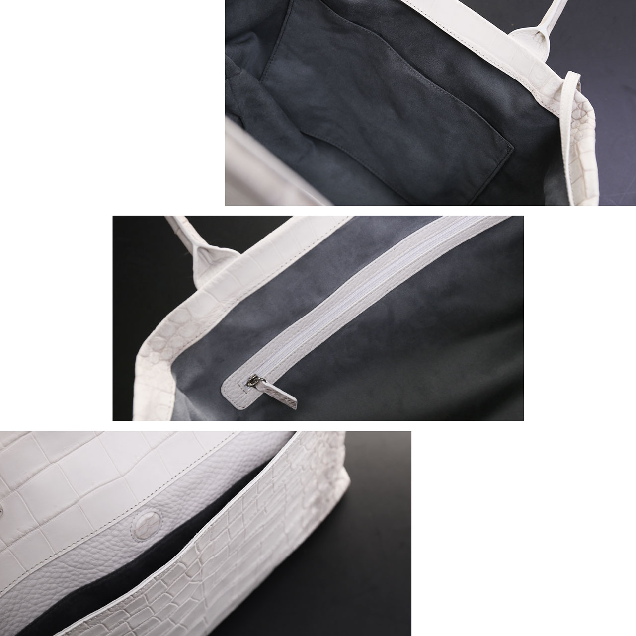 ヒマラヤ クロコダイル メンズ トートバッグ ファスナーポーチ付き