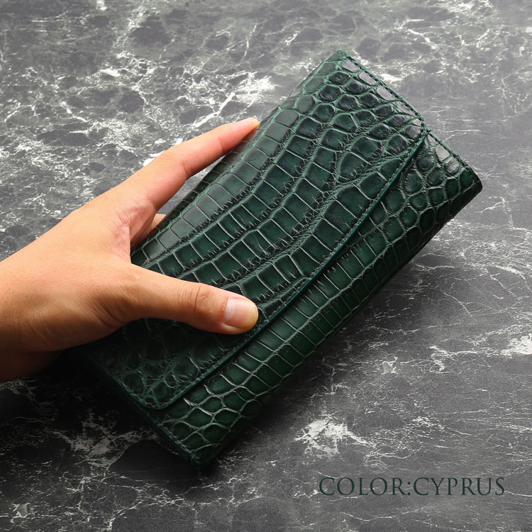 クロコダイル 長財布 カブセ かぶせ 財布 メンズ マット加工