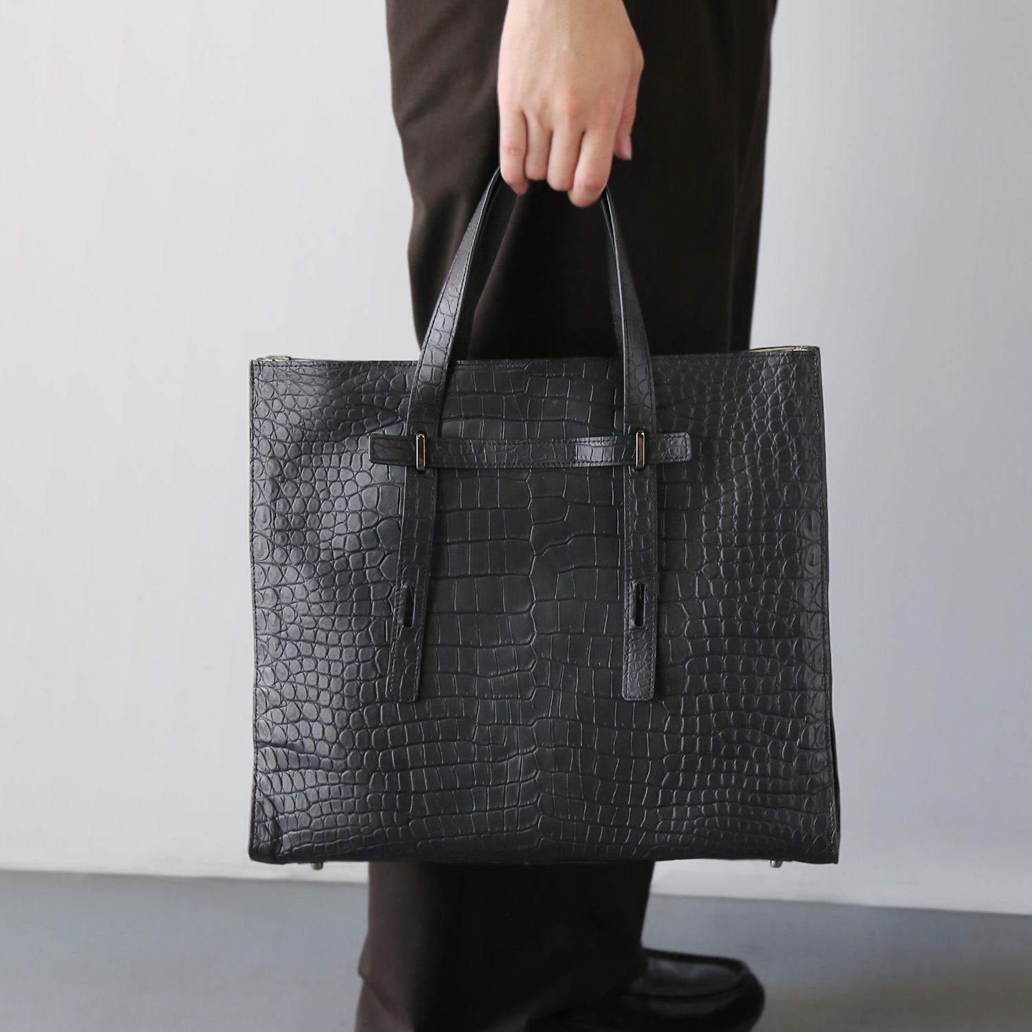 クロコダイル トートバッグ マット加工 ポロサス 本革 バッグ クロコダイル トートバッグ マット加工 ポロサス 本革 バッグ