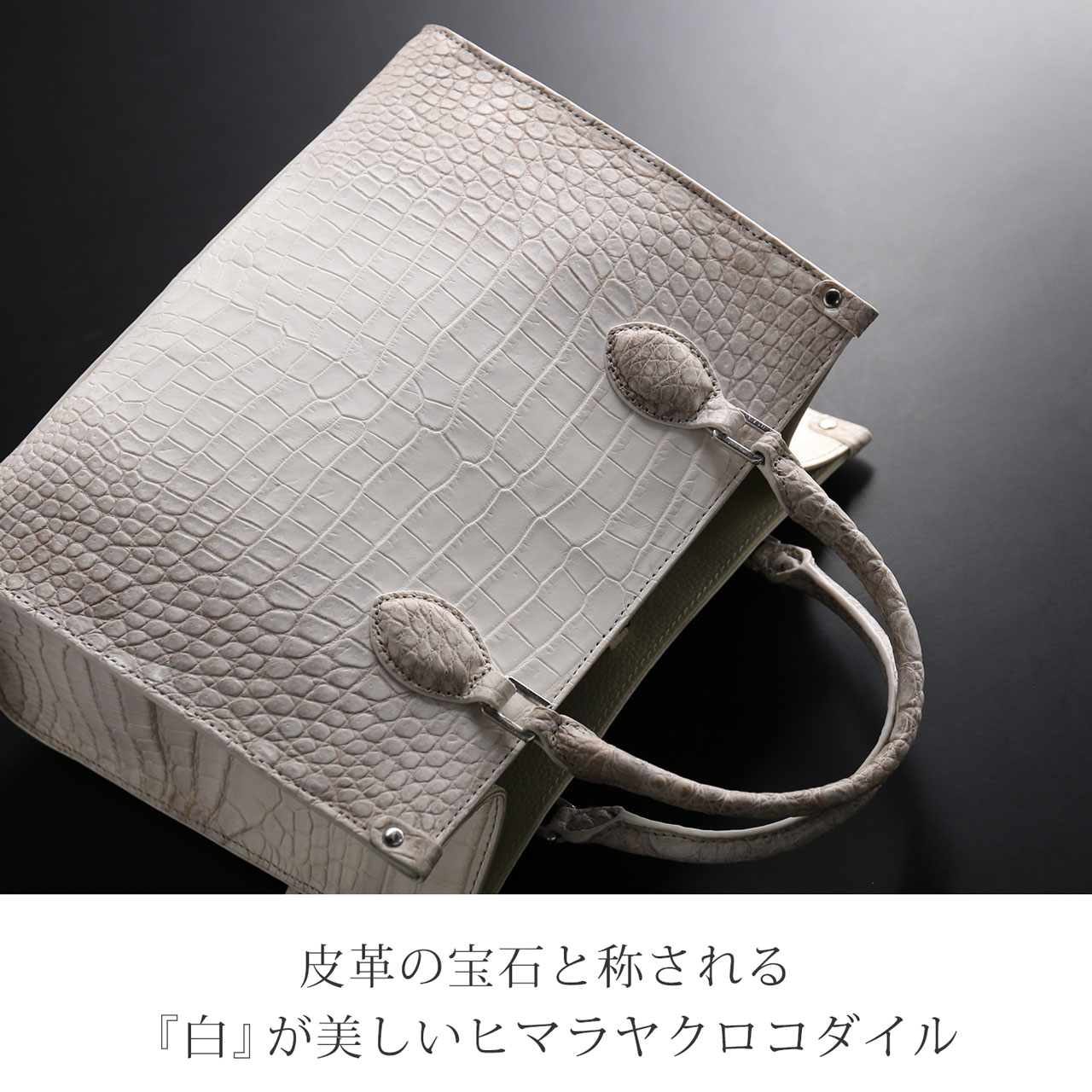ヒマラヤ クロコダイル メンズ ミニ トートバッグ 鰐革 保証書 付き 本