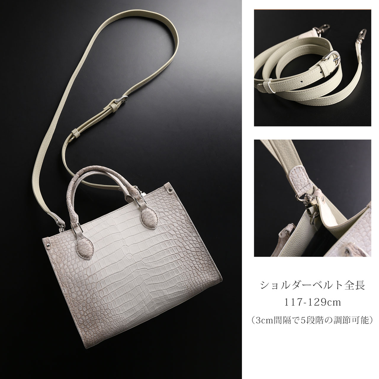 美品　定価55万　モードアレーズ　ヒマラヤクロコダイル　特注セカンド２連ジップ ヒマラヤ クロコダイル メンズ ミニ トートバッグ 鰐革 保証書 付き 本