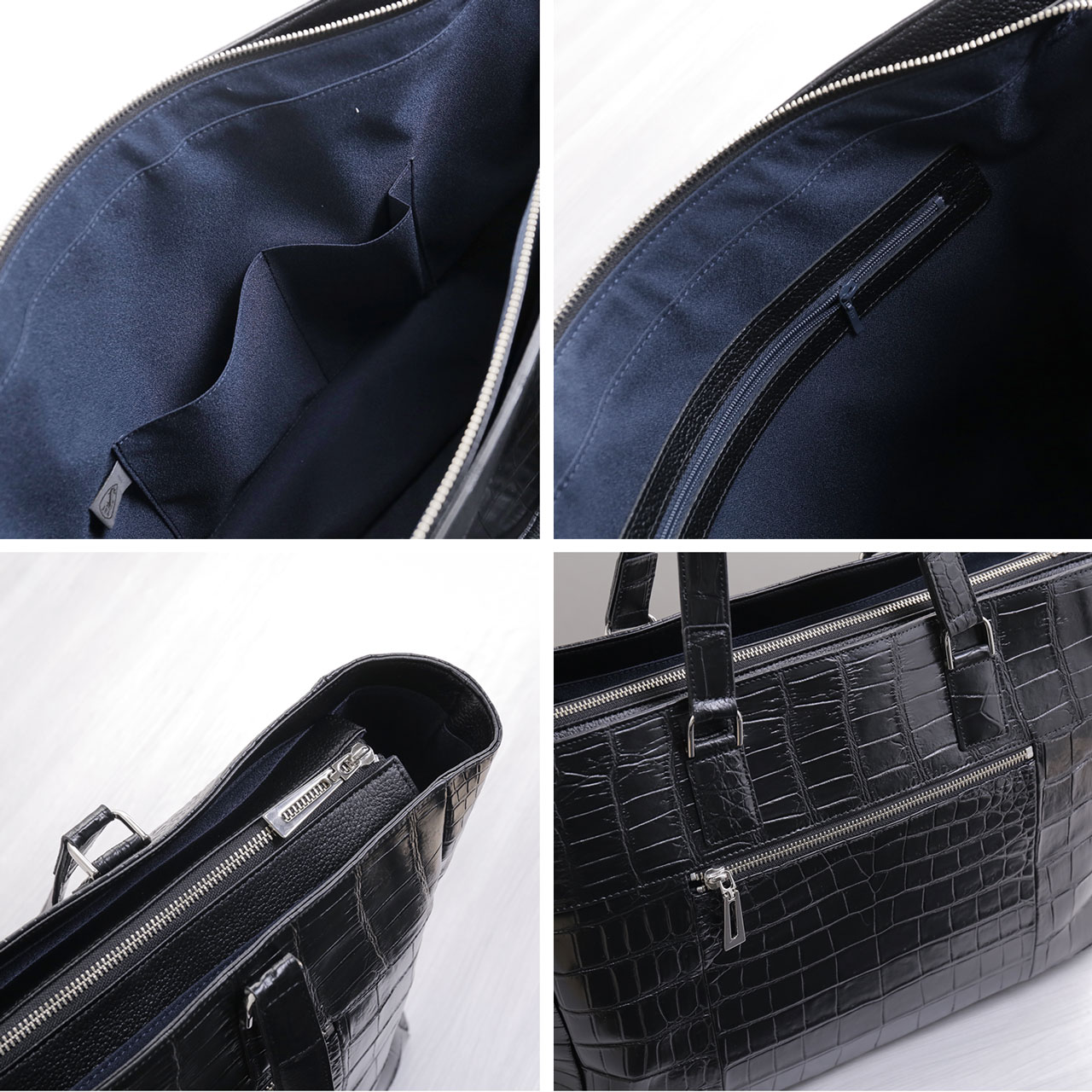 クロコダイル トートバッグ メンズ 日本製 センター取り 幅48cm 肩掛け