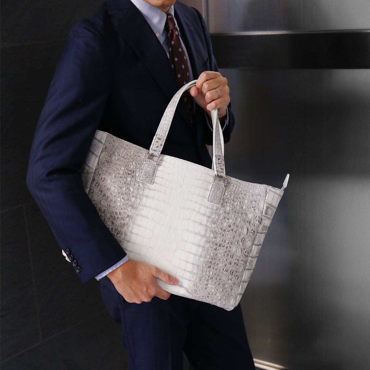 ヒマラヤ スモール クロコダイル トートバッグ メンズ 日本製 ポロサス