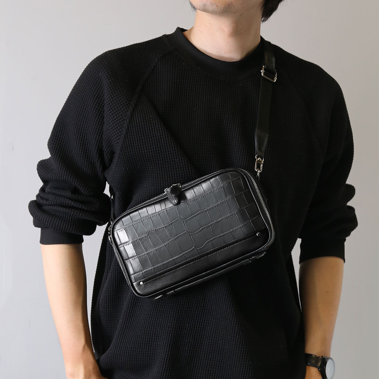 クロコダイル 2way ボディバッグ メンズ バッグ セカンドバッグ ミニ