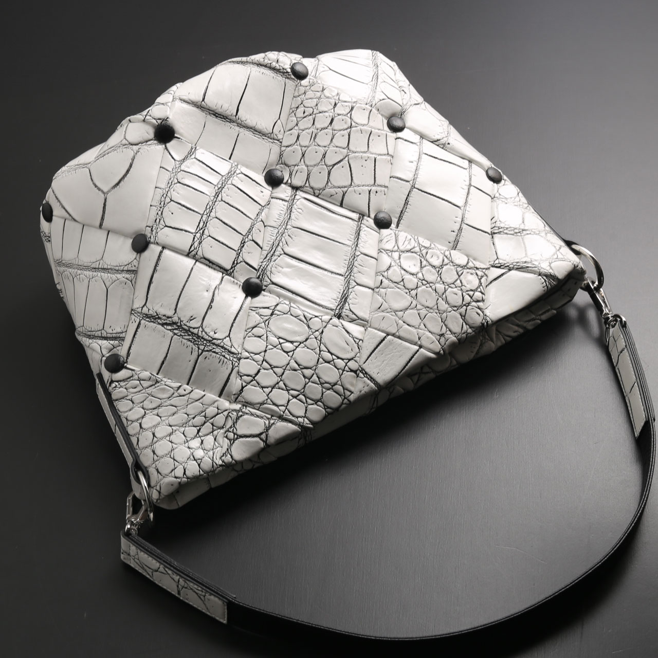 クロコダイル ダイヤ柄 編み込みデザイン 2way トートバッグ 日本製