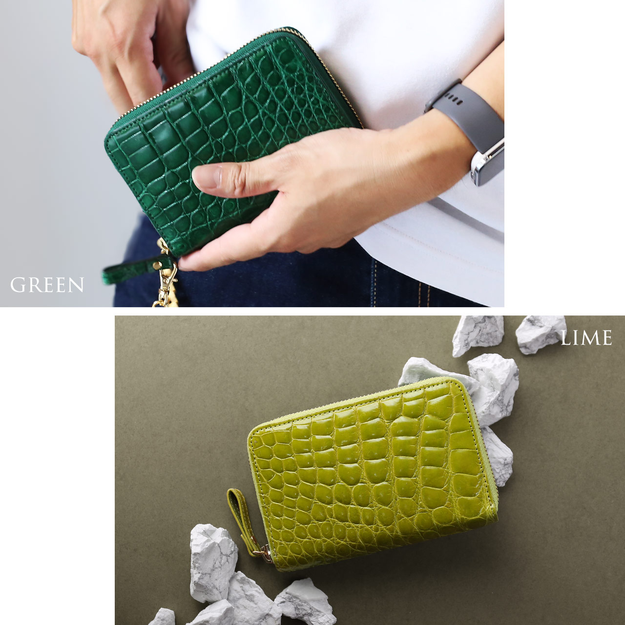 財布 メンズ財布 クロコダイル メンズ 二つ折り財布 コンパクト財布 革