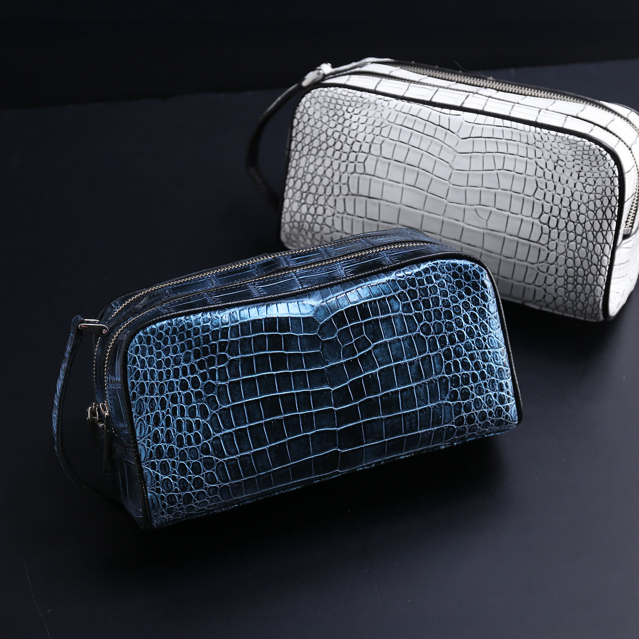 クロコダイル セカンドバッグ ダブルファスナー センター取り 日本製