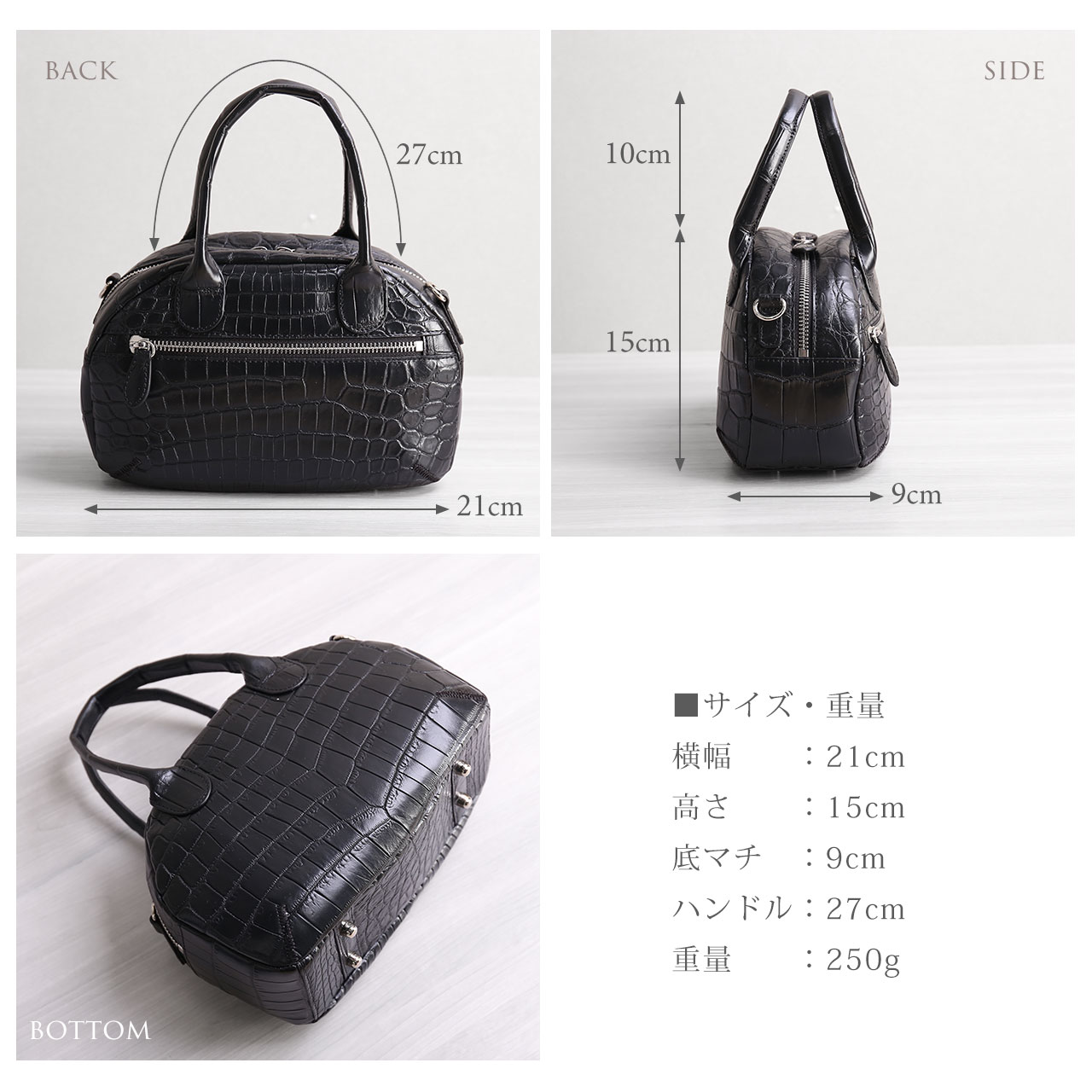 クロコダイル メンズ 2WAY ミニバッグ マット 加工 ナイルクロコダイル 鰐革 本革 ハンドバッグ ギフト プレゼント 保証書(06001956-mens-1r)の画像