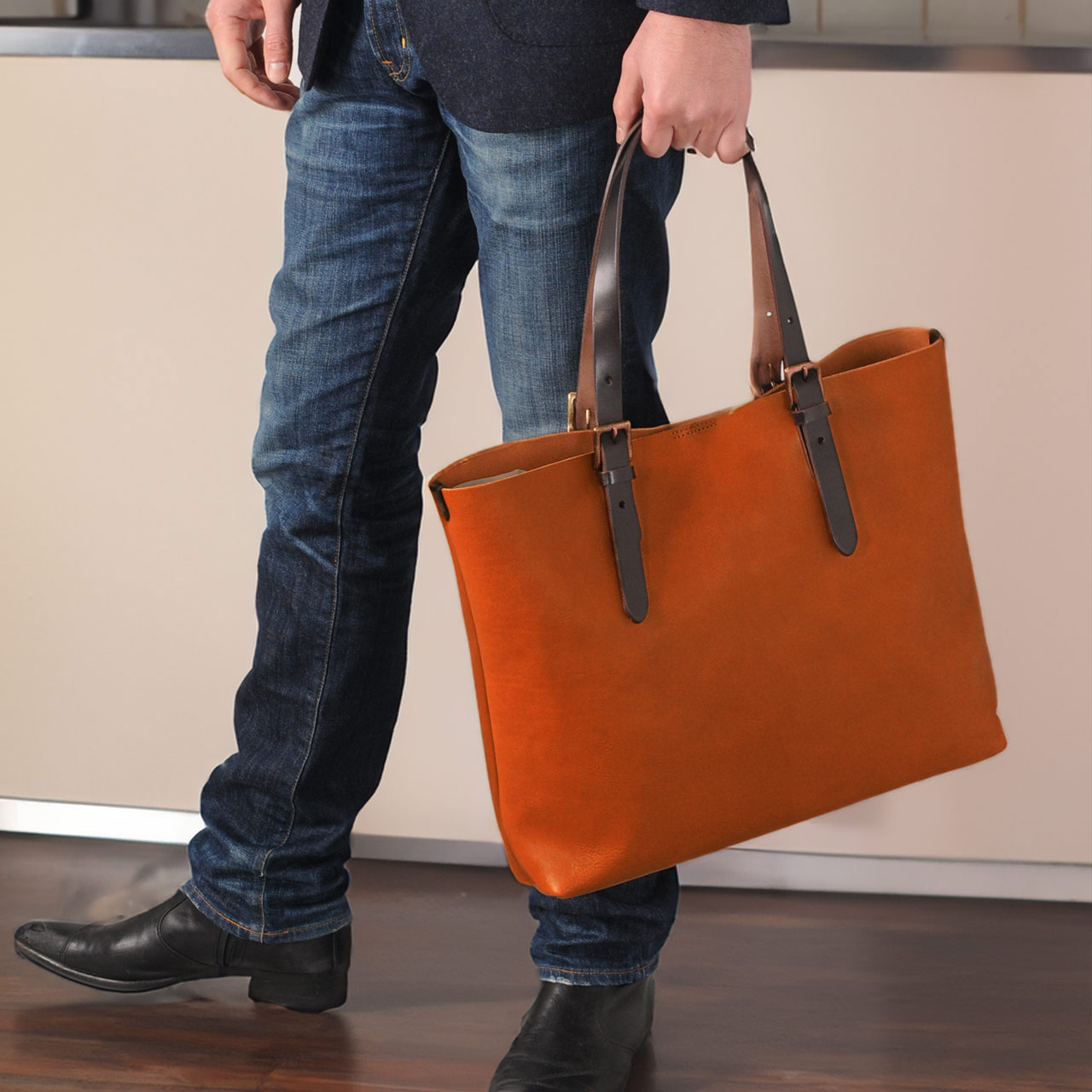 トートバッグ メンズ 大きめ a4 本革 日本製 牛革 HALEINE バッグ ヌメ