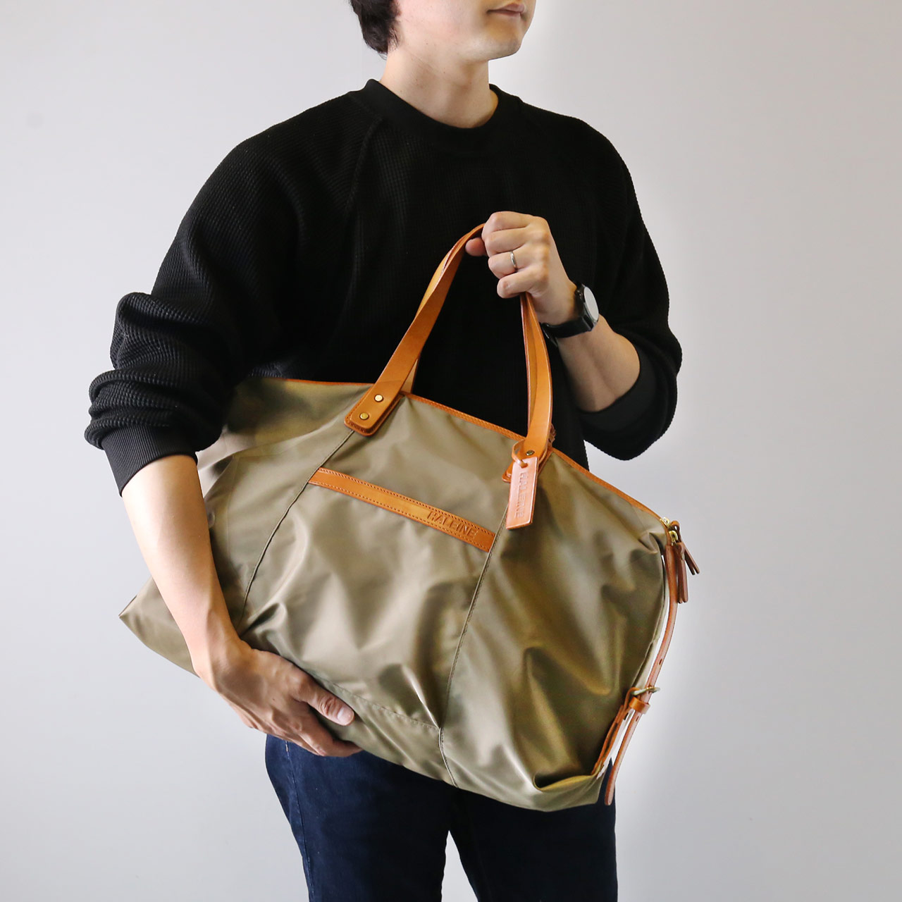 HALEINE ブランド 日本製 ナイロン&栃木レザー たつのレザー ボストン