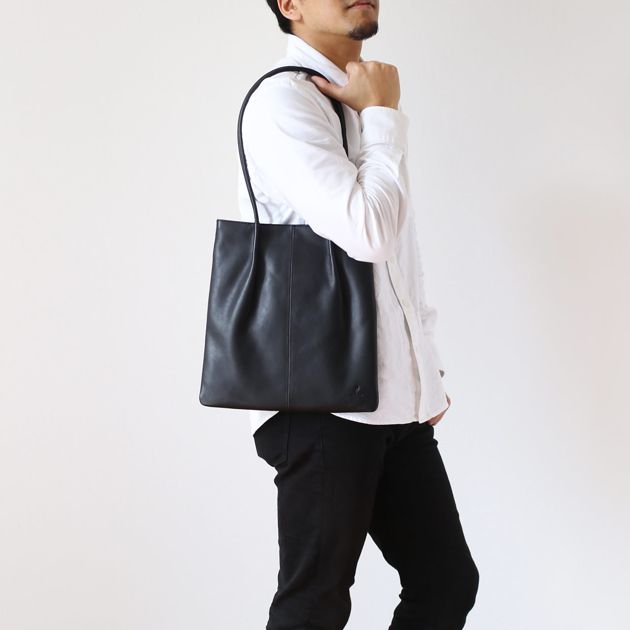 mieno（ミエノ） トートバッグ メンズ 縦型 本革 ポーチ付き