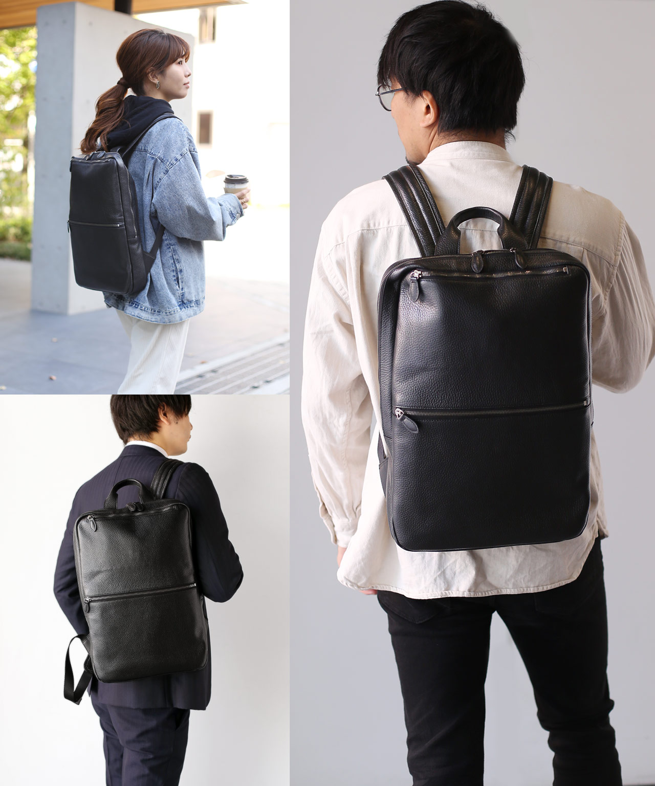 リュック メンズ 通勤 本革 牛革 薄型 mieno ミエノ spira スピラ