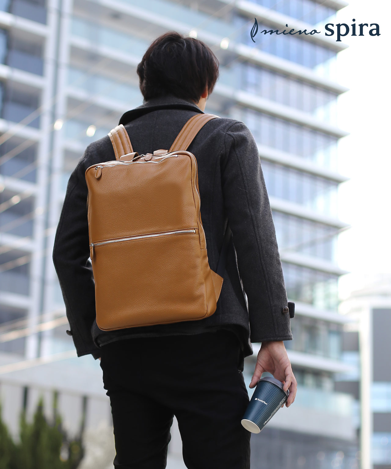 リュック メンズ 通勤 本革 牛革 薄型 mieno ミエノ spira スピラ