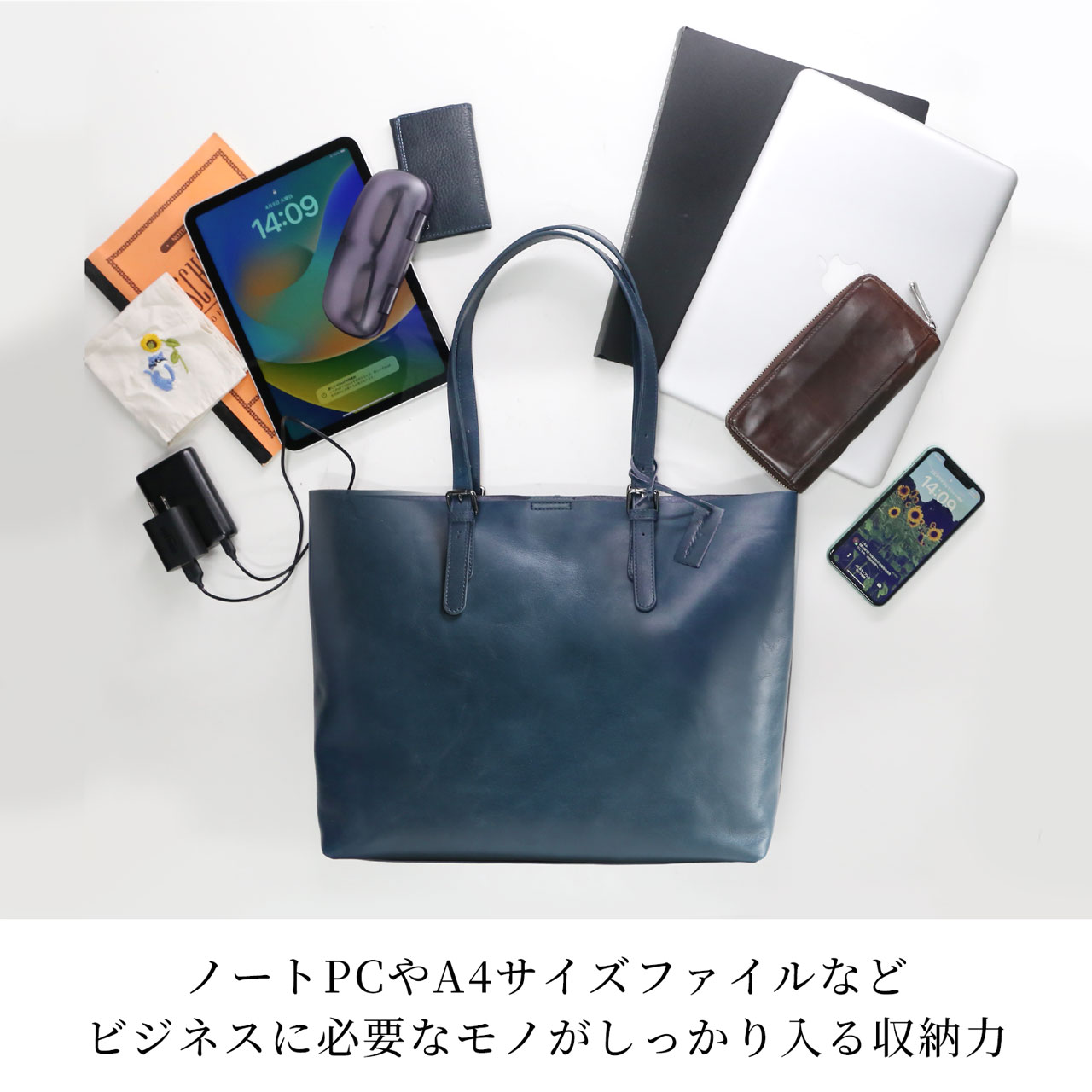 mieno（ミエノ） 本革 トートバッグ メンズ 大きめ レザー ［名入れ