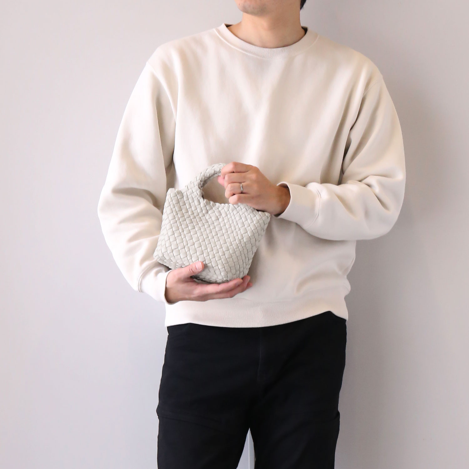 【定価2万】クルーネック プルオーバー バックメッシュ メンズＭ mieno（ミエノ） メンズ ミニトート ナイロンメッシュ 2way トート